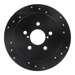 Subaru Legacy Brake Rotor (1) - Rear Right - R1 Concepts - Drilled & Slotted - Black - `05-`09